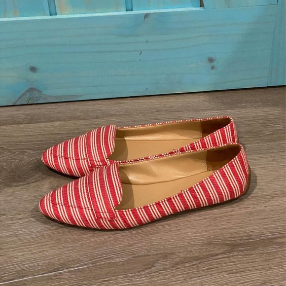 NWOT Talbots Red & White Striped Flats -6.5 - Picture 2 of 10
